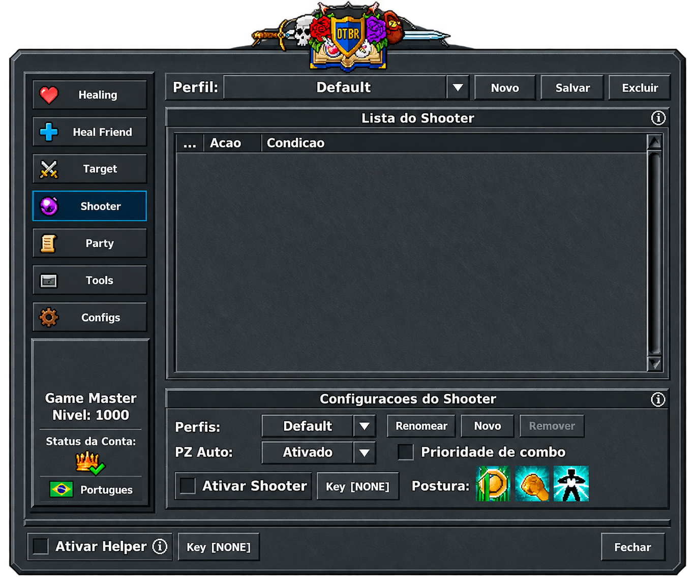 Painel original do módulo Shooter do OTBR Helper